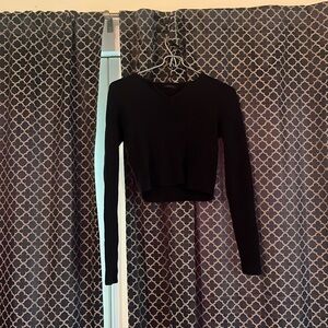 Brandy Melville navy blue long sleeve crop top